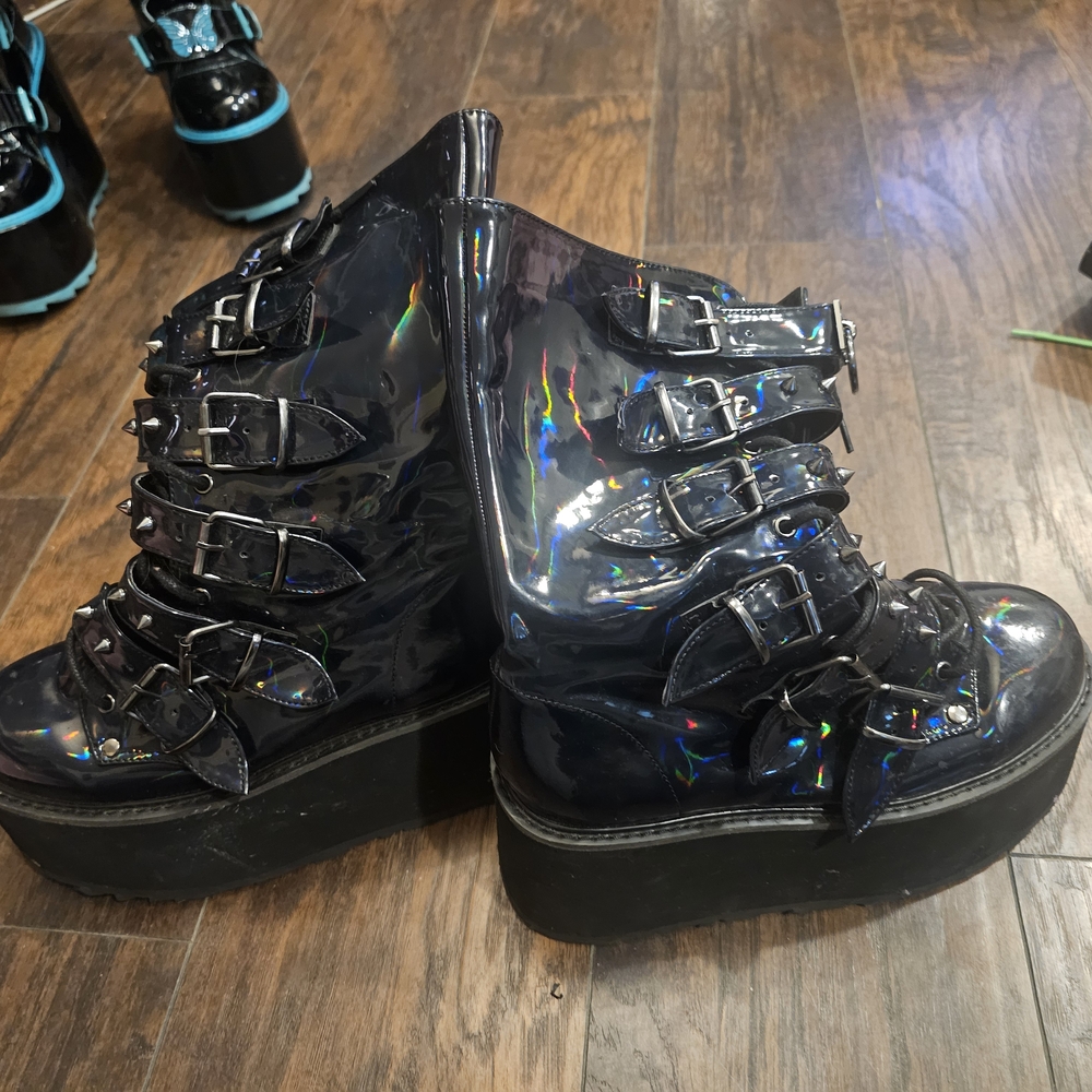 Black Platform Buckle Boots